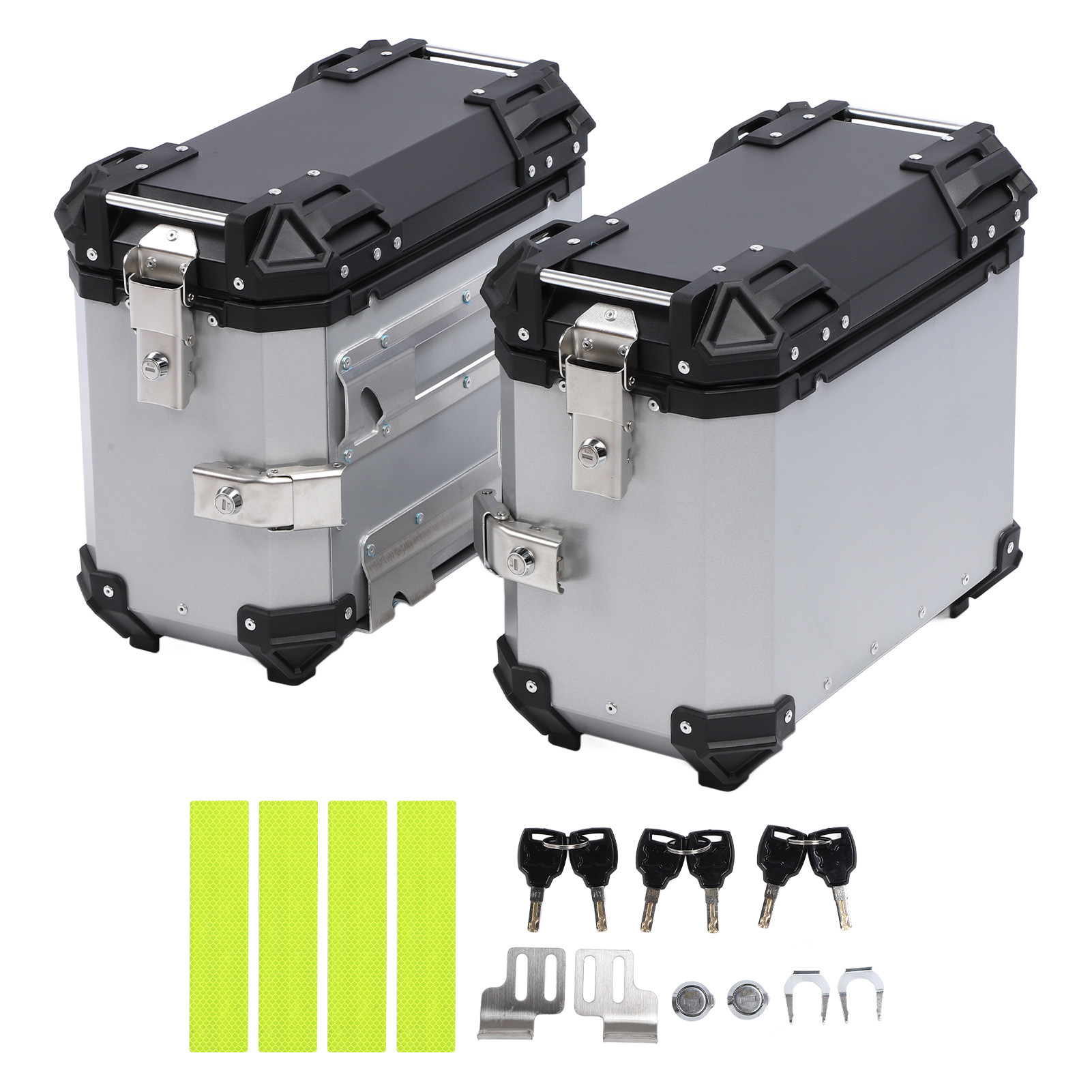 28L/35L Motorcycle Aluminum Alloy Side Box with Large Corner Protection, Waterproof and Anti-Collision, Travel Embossed X-Style Universal Modified Side Box