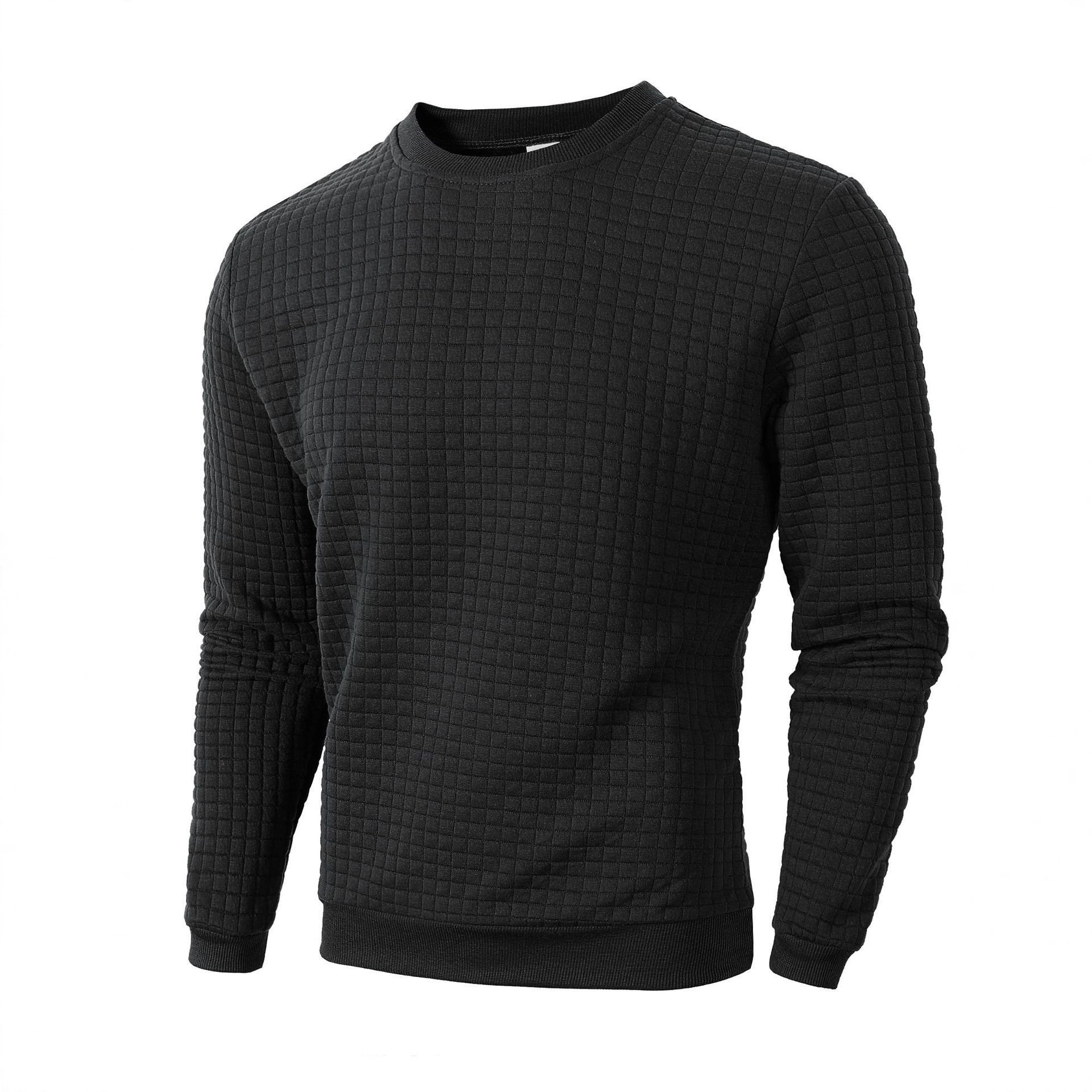 Transfronterizo tamaño europeo otoño y invierno nuevo estilo de hombre delgado cuello redondo manga larga cuadrícula personalidad europea y americana suéter casual hombre