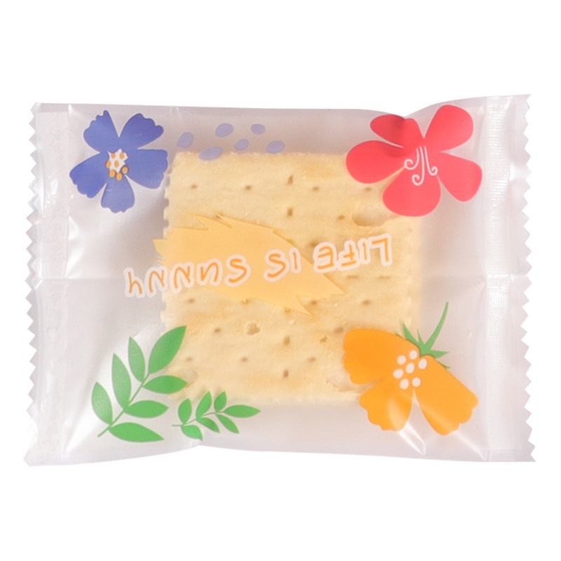 Frosted copo de nieve crujiente bolsa de embalaje hornear postre galleta pequeña bolsa de galletas dulces leche Jujube beef biscuit machine Seal bolsa