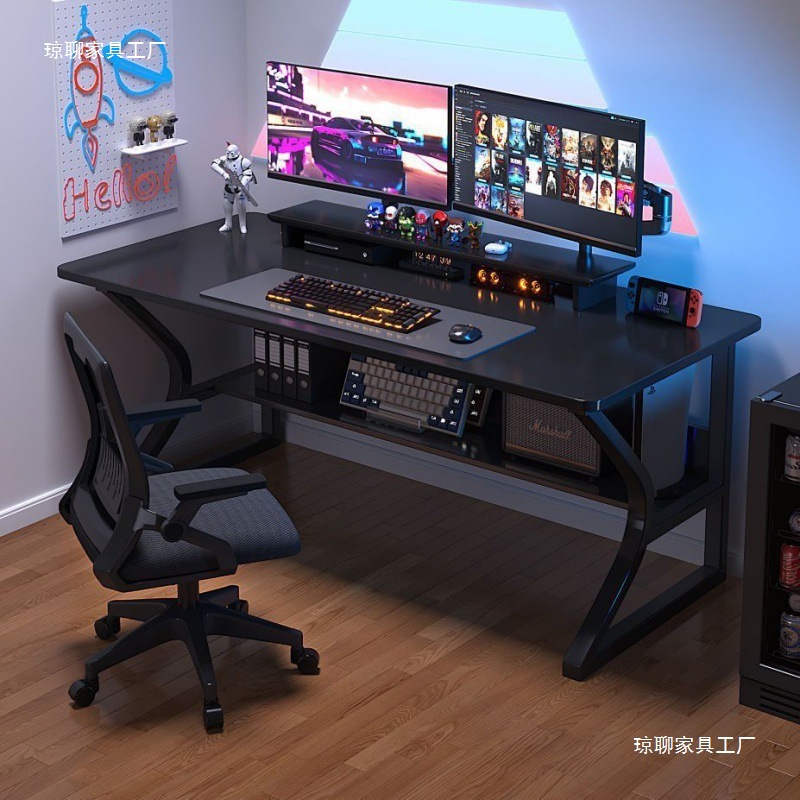 Computer Desk Home Desktop E-Sports Table Table Workbench Office Desk Study Table Desk Storage Rack Slate Color