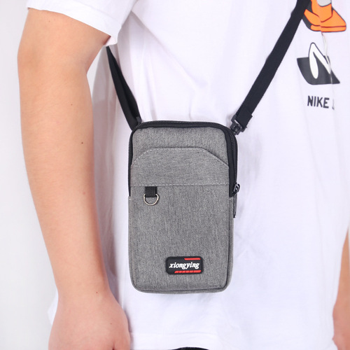 New men's mobile phone bag casual wear belt waist bag canvas diagonal mobile phone waist bag multi-functional shoulder bag wholesale