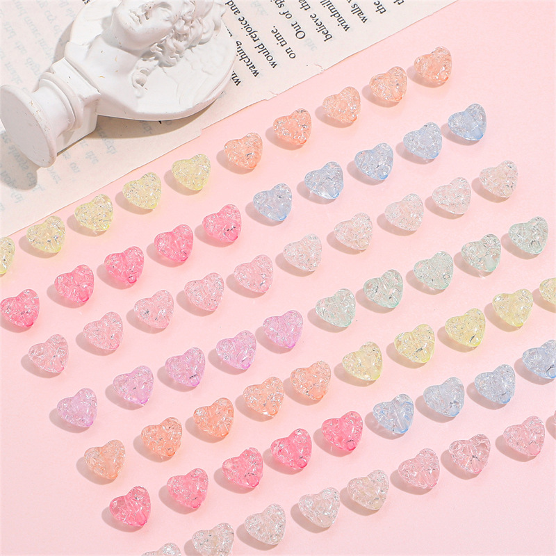 31g Weight Beads Jewelry Making Type 1 Set 10 * 9mm Hole 2~2.9mm Arylic Heart Shape DIY Jewelry Accessories Beads