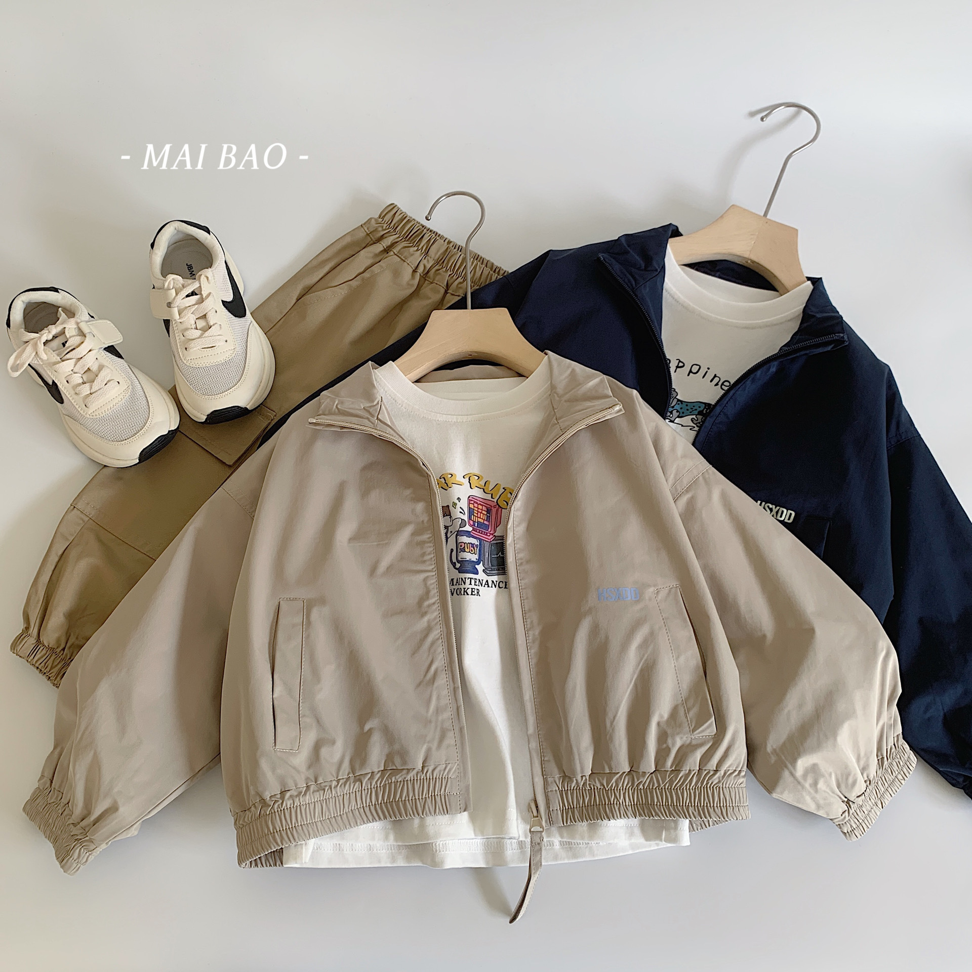 Mai Bao chaqueta infantil 2025 ropa de primavera impresa con cremallera chaqueta para niños coreanos ropa casual para niños