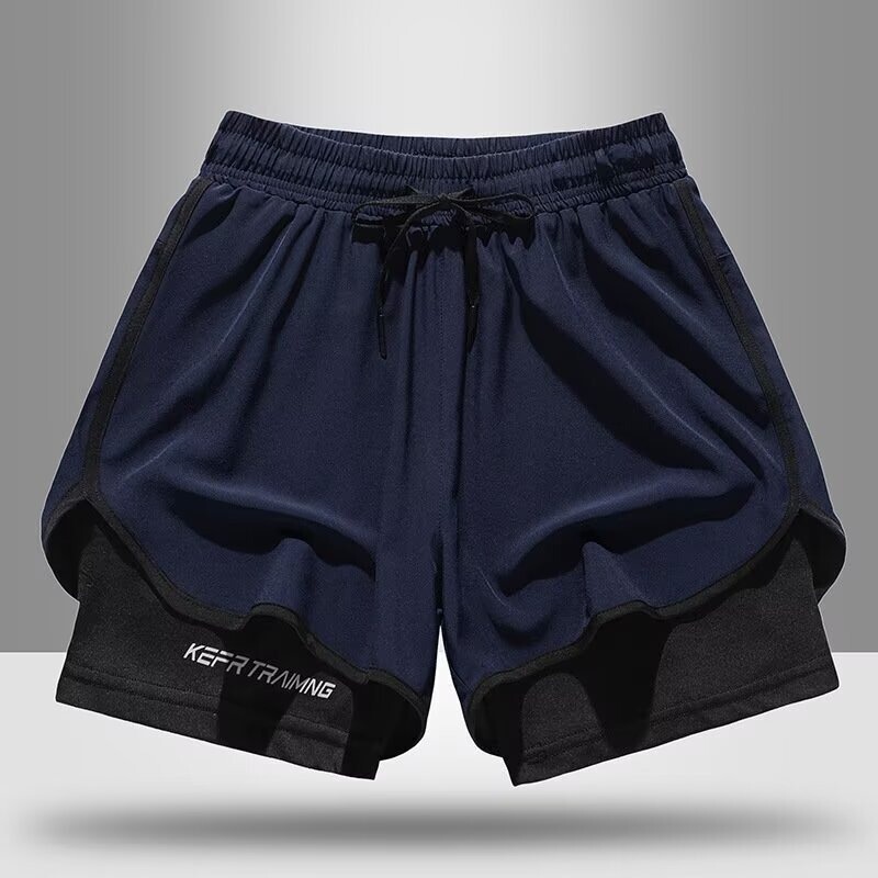Lined Fake Summer Sports Shorts, Two-Piece American-Style Basketball Shorts for Men and Women, Quick-Drying, Casual, Running, Training, Fitness