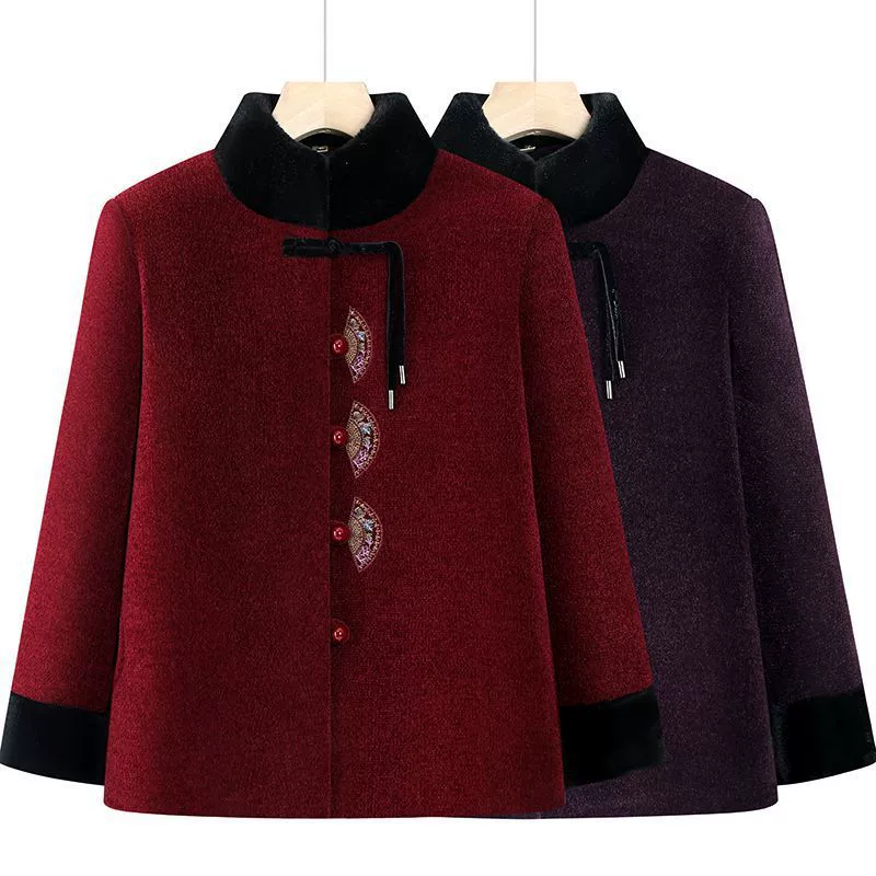 Бабушка осенняя и зимняя куртка женская норка пушистая шерстяная шерстяная куртка пожилого возраста 60 лет мама 70 лет зимнее платье старушка хлопчатобумажная куртка