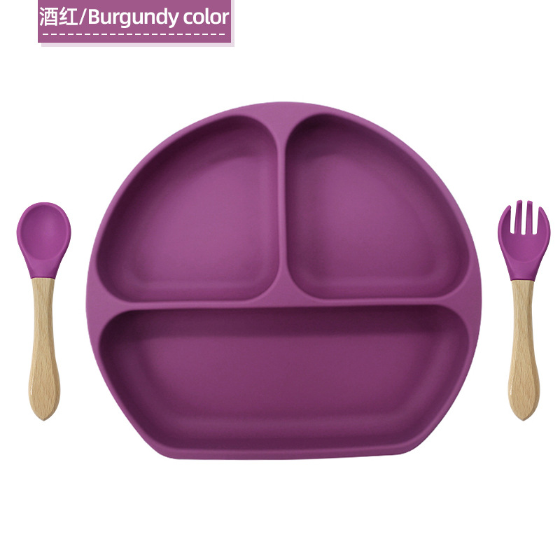 Plato de alimentación infantil tipo succión Plato de alimentación infantil Plato de cubierta de tres partes Amazon Plato de silicona de grado alimenticio