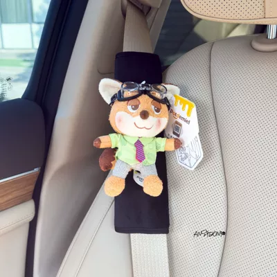 Sürətlər qutusu və əl tormozu başlıqları Car Seatbelt Cover Car - shoulder-pads-black-plush-genuine-pilot-q-cute-nick-single