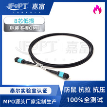 铠装光纤跳线MPO-MPO OM3多模8芯适用于40G/100G/200G网络传输