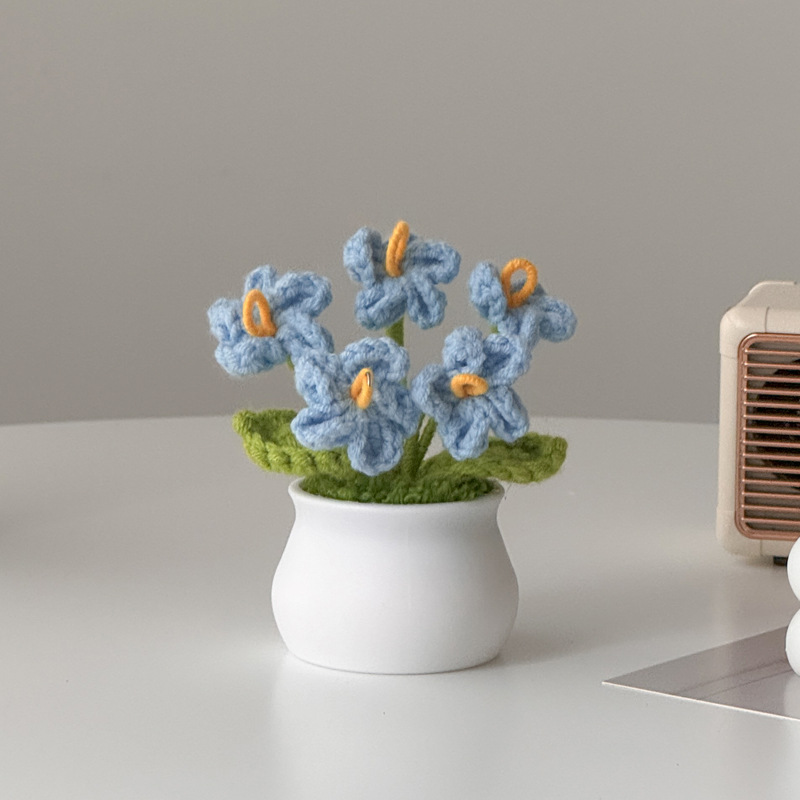 Regalos de día al por mayor girasoles para chicas, ramo de lana tejida a mano, adornos de mesa pequeños