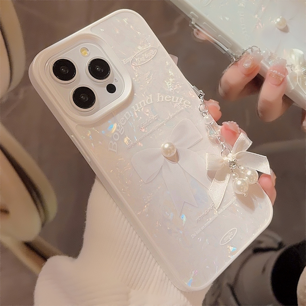 Beschermhoes voor iphone met 3d parel strik hanger_voghion.com