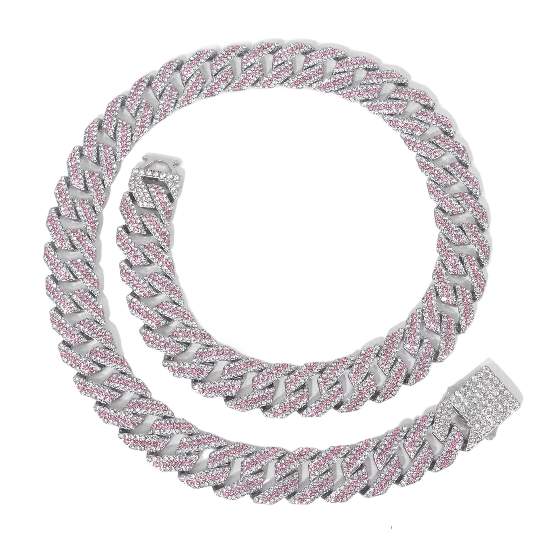 Diamond Cuban Chain Necklace Three Row Spring Hip Hop For Men_voghion.com