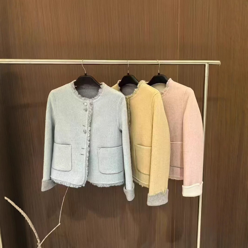 Double-Sided Wool Coat for Women 2025 New Korean Style Loose Short Chanel-Style High-End Elegant Woolen Coat