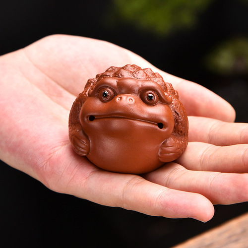 Zisha Clay Tea Pet Small Gold Toad Shelf Accent Tea Play Tea Art Mini Fine Quality Can Be Raised Attract Wealth Gold Toad Tea Tray Shelf Accent