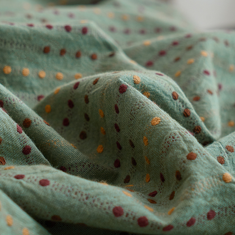 Ensemble quatre pièces en jacquard 100% coton, style nordique français minimaliste rétro, de classe A, doux pour la peau. Housse de couette en pur coton teint en fil, douce pour la peau._voghion.com