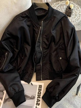 黑色运动开衫女士短款棒球服外套秋2025新款美式宽松小个子夹克