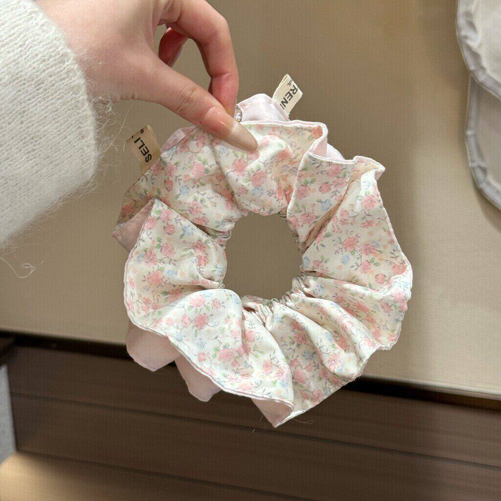 핑크 로즈 더블 레이어 머리끈