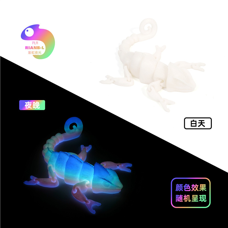 카멜레온-[Light-in-the-dark] 무지개(낮에는 흰색) 효과 랜덤-19.5cm