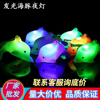 挂绳七彩发光海豚小夜灯鲸鱼挂件海洋馆纪念品儿童夜市地摊玩具