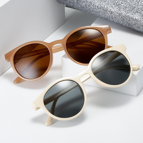 Sunglasses for women in Korean style, trendy small face, internet celebrity Lin Xiaozhai, street style, retro round frame sunglasses, UV protection, resin