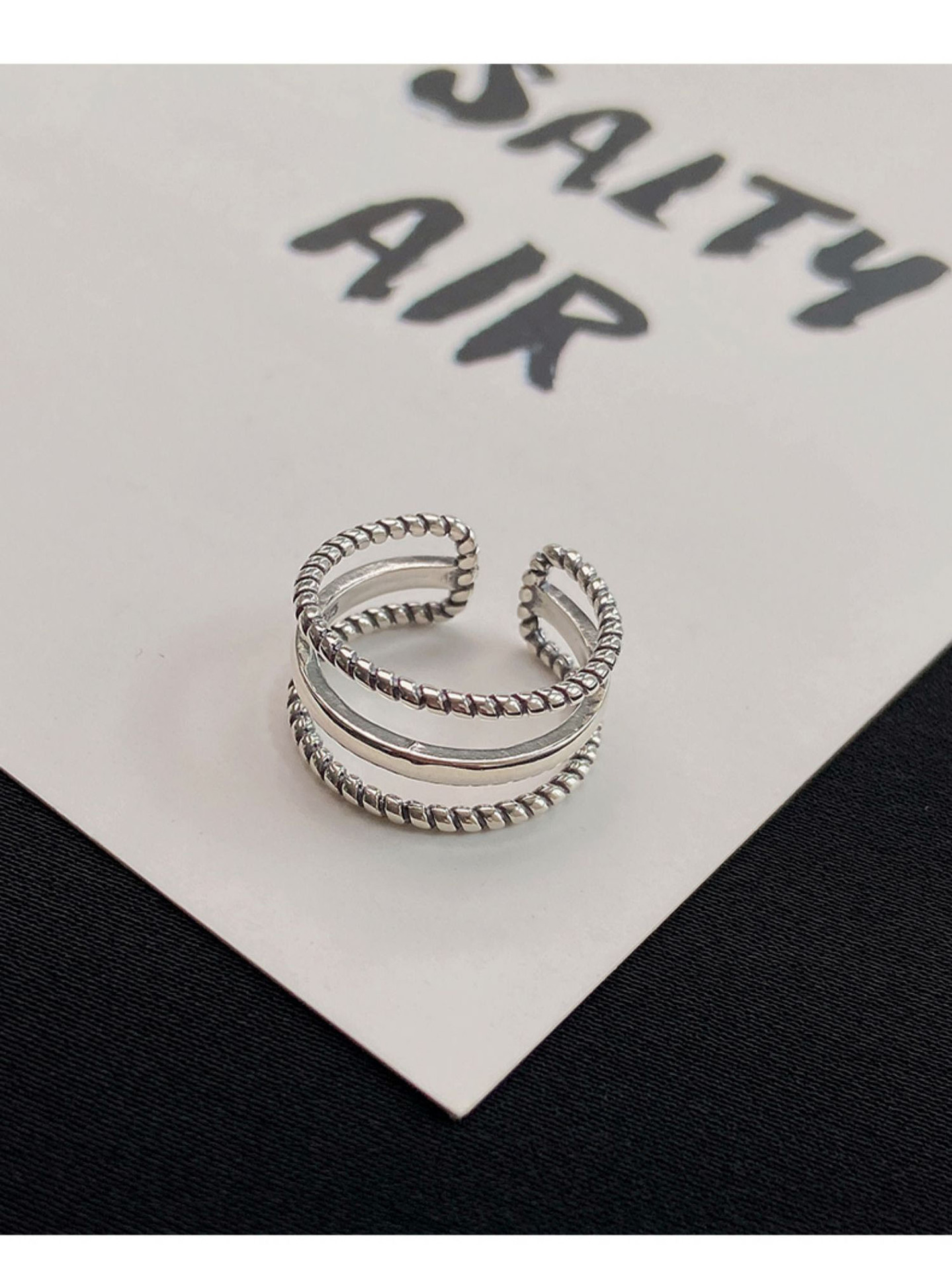 Minimalistisk tre-lags sunrise ring til damer åben model_voghion.com