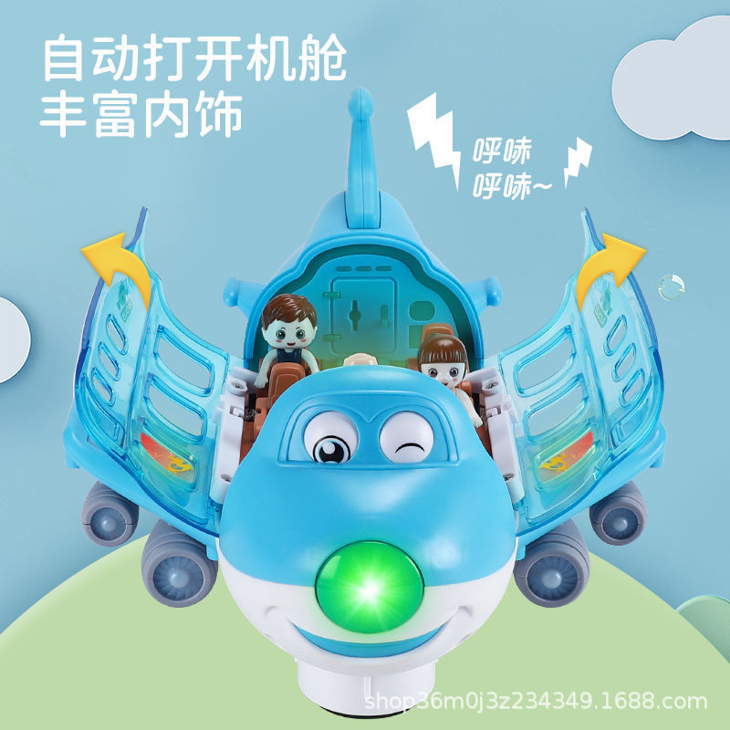 Transfronterizos nuevos aviones de dibujos animados eléctricos universal aviones de luces musicales aviones giratorios juguetes para niños al por mayor