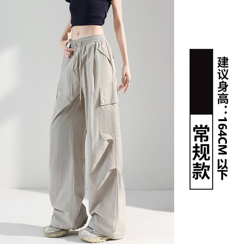 黒のレトロなバックル付きオーバーオール女性の夏薄いハイウエストスリムストレートプリーツバイブスタイルアメリカンワイドレッグパンツ|undefined