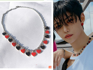 Stray Kids album Maxident Li Longfang Felix same -type small peach -hearted necklace men's pendant