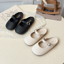 女童韩版包头编织软底凉拖鞋2025年春秋新款时尚简约百搭公主拖鞋