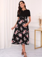 E 10023 Floral Print Maternity Dress �ЋD�B��ȹ �羳��