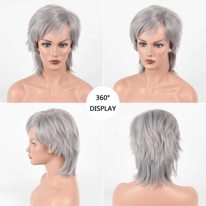 Black bob wig with bangs short black wig women's 12 inch straight bob wig synthetic hair