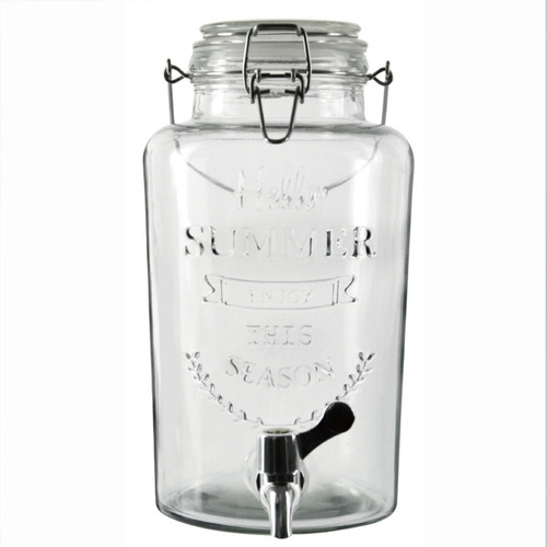 5YA1 Retro embossed juice jug with faucet cold water bottle large capacity household glass wine tank