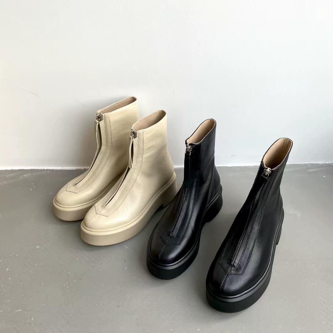 Импортные кожаные low boots с молнией, Италия
