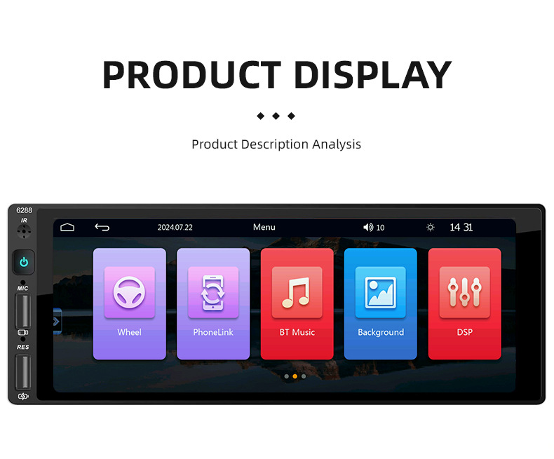 6.9inch Single-Din In-Car Mp5 Player with Navigation, Supports Carplay, Amap Navigation, High-Definition Central Control Large Screen