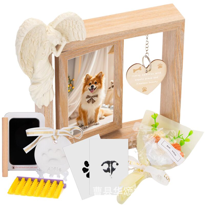Wooden Pet Rotating Photo Frame Creative Heart Pendant Pet Commemorative Photo Table Cat and Dog Photo Frame