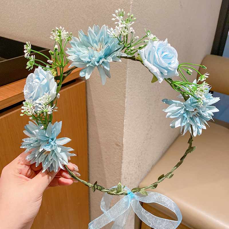 子供の頭飾りの花の子供の美しい花嫁の花輪の手の花の女の子のドレスは花の子供のアクセサリーの王女の頭の花を飾ります。|undefined