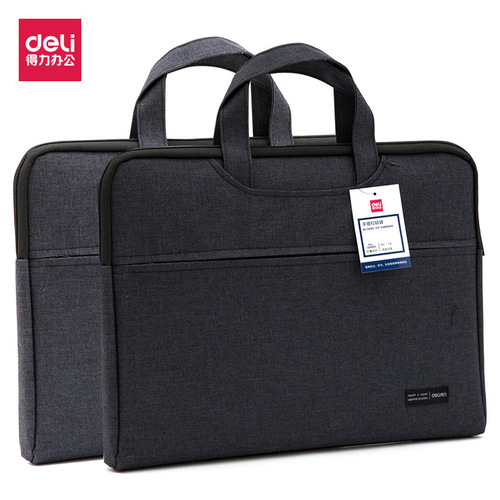 Deli Stationery 5590 Portable Briefcase Zippered Office Meeting Records Storage Bag Computer Business Bag