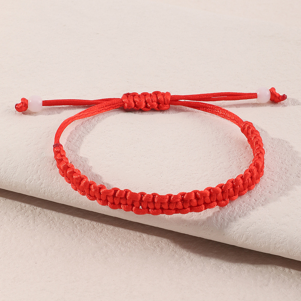 Fashion Simple Retro Solid Color Red Rope Beaded Bracelet display picture 3