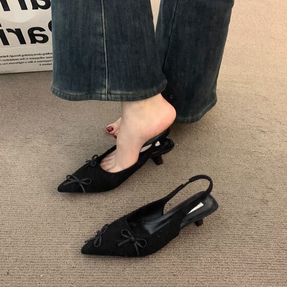 Niche French Naked Apricot High Heels Toe Sandals Fairy Shoes 2025 Spring and Summer Late Pointed Stiletto Heel Single-layer Shoes