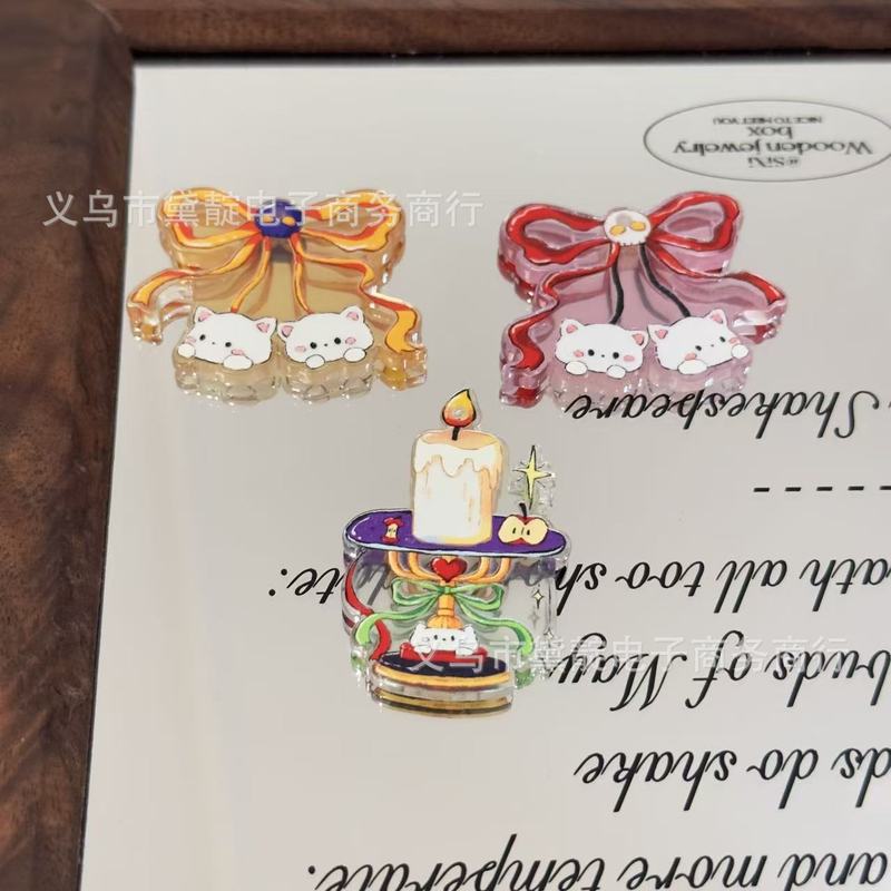 亚克力万圣节小猫铃铛浮雕吊牌 diy儿童饰品手机链包挂钥匙扣材料|undefined