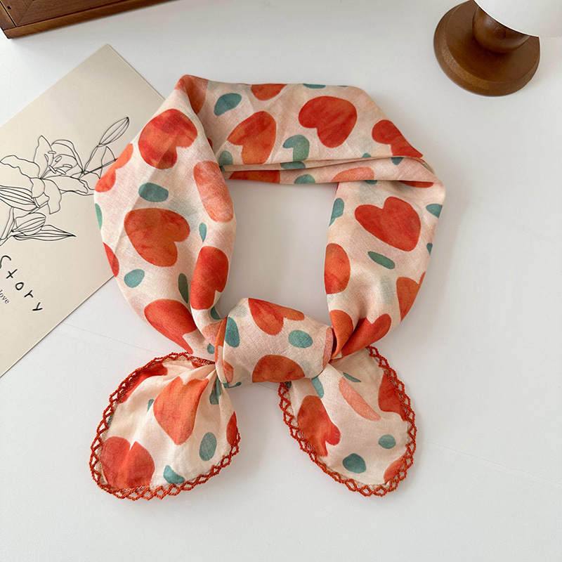 70 algodón y lino floral cuadrado bufanda de las mujeres estilo coreano de todo partido pastoral estilo artístico cuello Protección decorativa bufanda pequeña bufanda delgada