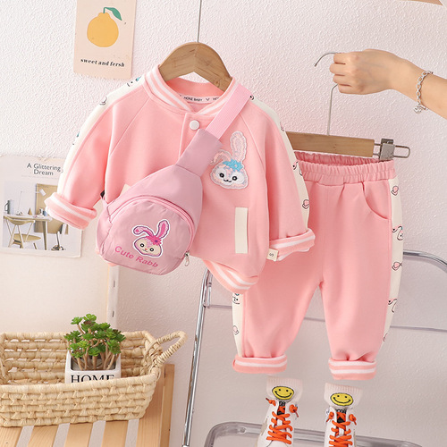 Girls' Autumn Outfit Set  New Arrival Korean Style Children's Baseball Uniform for Girls Baby Sports Suit Two-Piece Set Dropshipping