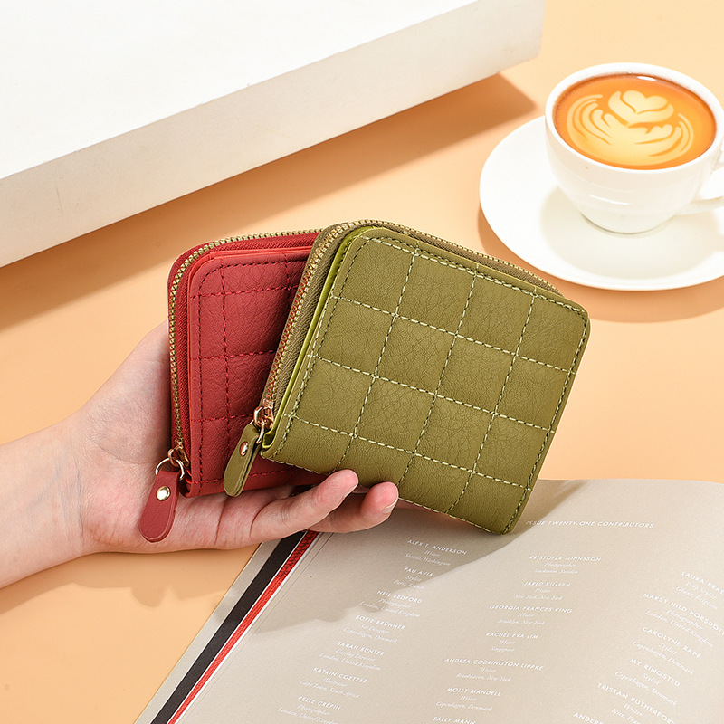 厂家现货直销女钱夹春季新款韩版简约短款钱包拉链短款绣线钱包女