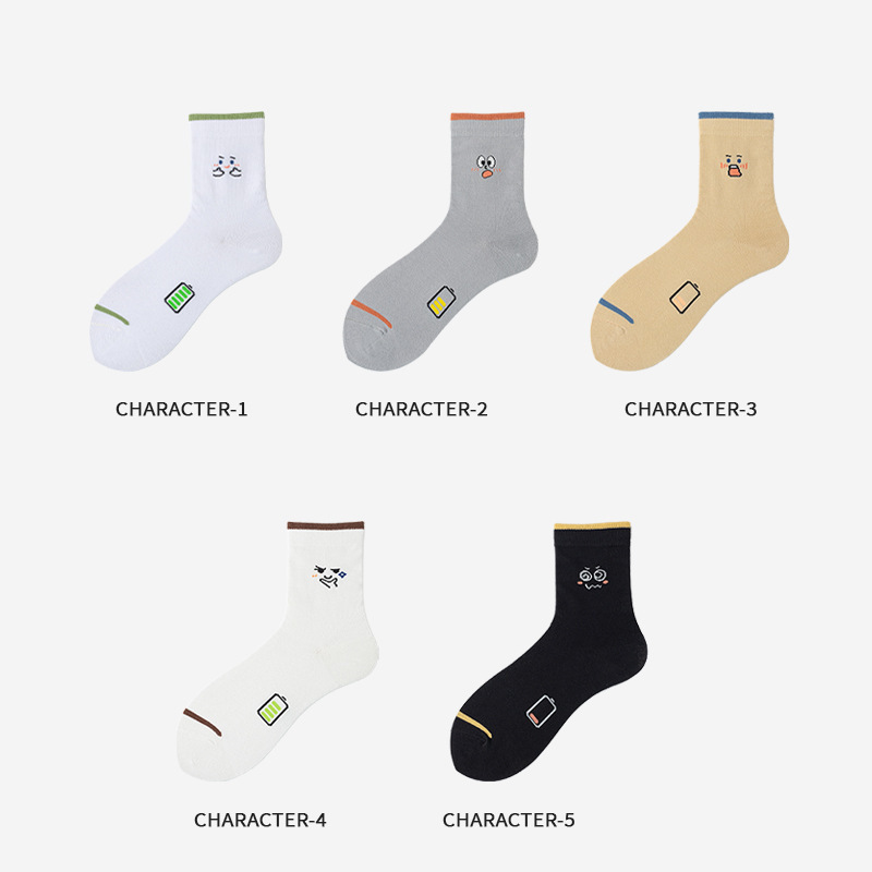 Zhuji Socks Women's Fashion Brand Mid-tube Socks Niche Charging Expression Cotton Socks Original Design Casual Sports Socks Couple Socks