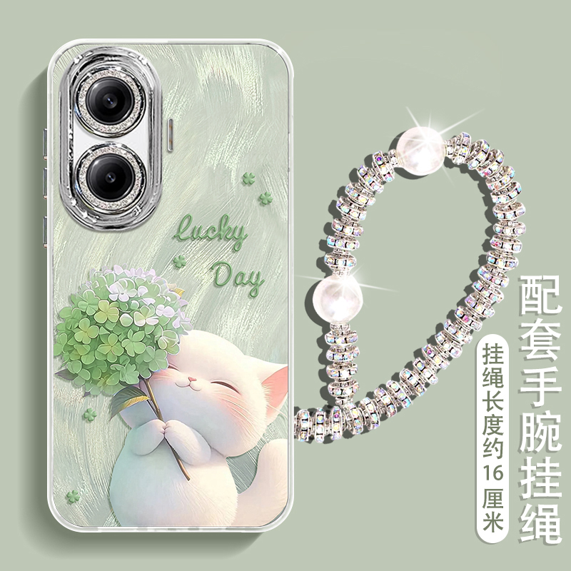 Comes with lens film hydrangea cat - light blue comes with pearl lanyard