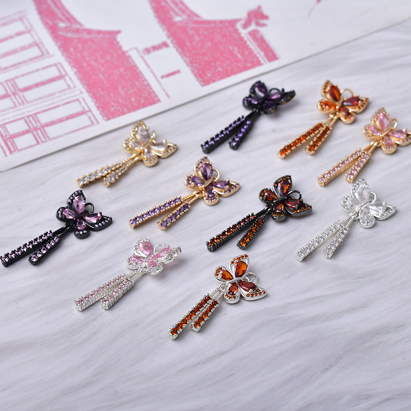 14K包金镶锆石蝴蝶结吊坠diy手工饰品配件串珠手链挂件配饰