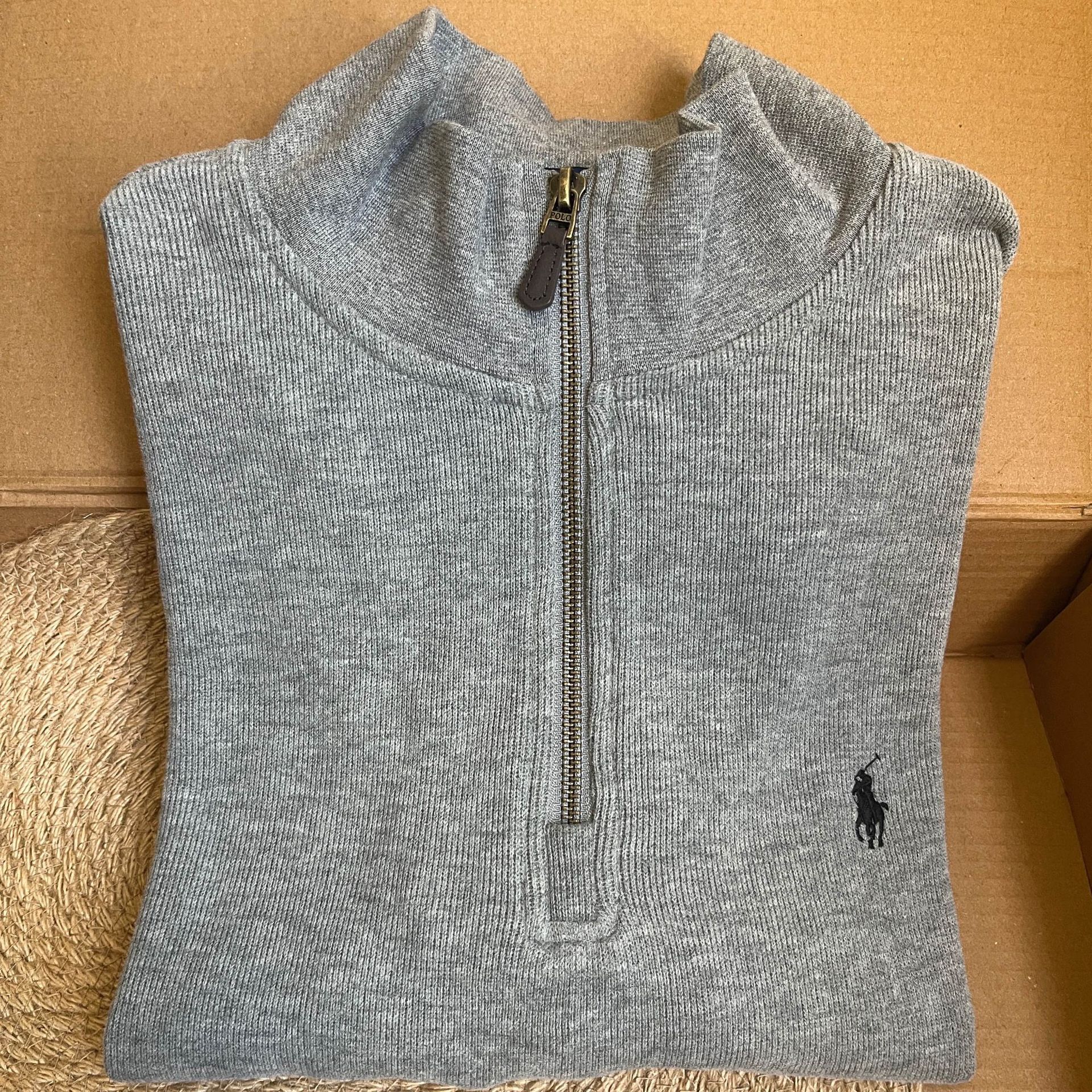 Polo Ralph Lauren Zip Sweater Pony Logo Grey