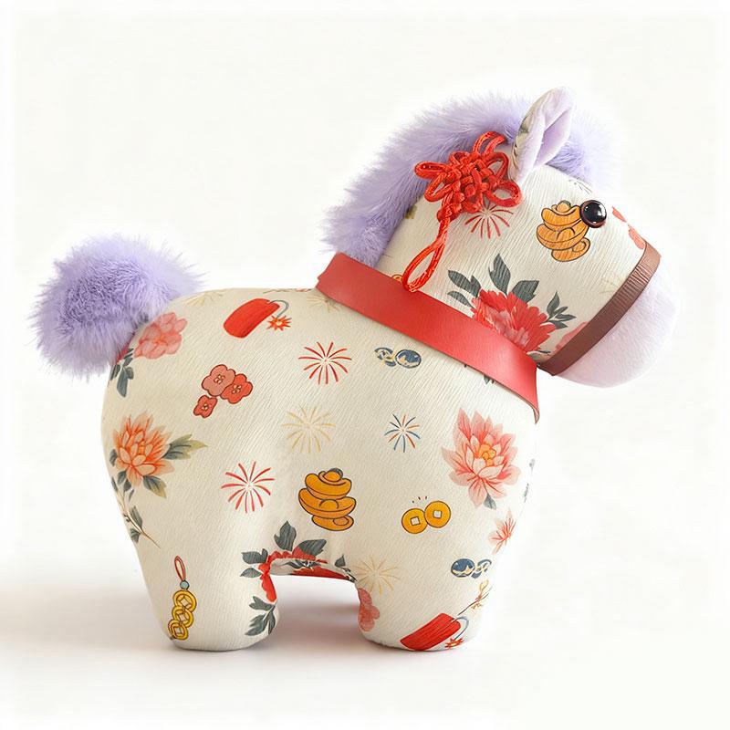 花开富贵花布马生肖玩偶小马布娃娃公司开门红礼品批发马年吉祥物