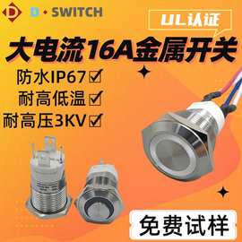 供应D-SWITCH 德崧大电流16A防水金属按钮