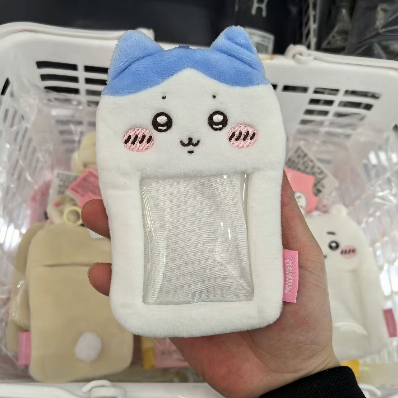 Cute ángel cerdo de peluche 3 pulgadas tarjeta de visualización tarjeta de estudiante colgante tarjeta de comida cubierta protectora