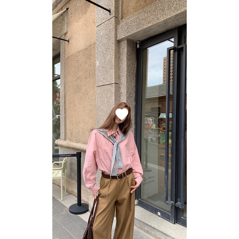 红人馆粉色衬衫女早秋女装2025新款法式小资上衣别致衬衣|undefined